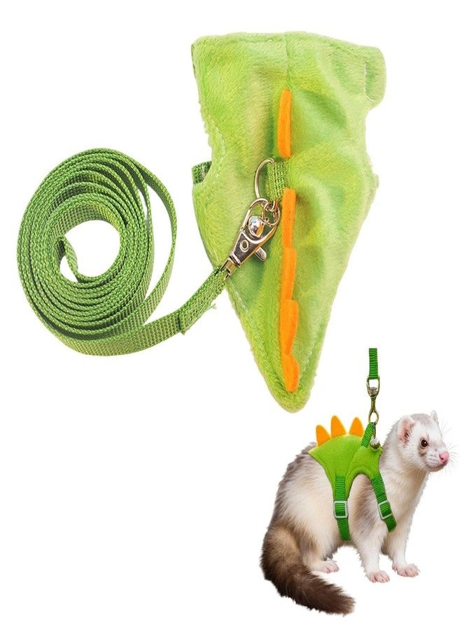 Luchike 1 Pack Dinosaur Shaped Ferret Harness and Leash Set Hedgehog Hamster Leash Guinea Pig Harness Adjustable Hamster Clothes Outfits Hedgehog Accessories Green - Image 1